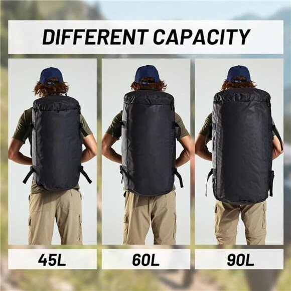 Large Duffel Backpack Sports Gym Bag 45L Water Resistant Travel Bag With Shoe Co - Picture 5 of 7